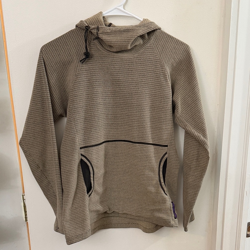 Tan / Grey / Beige Melanzana Microgrid Hoodie *vintage*